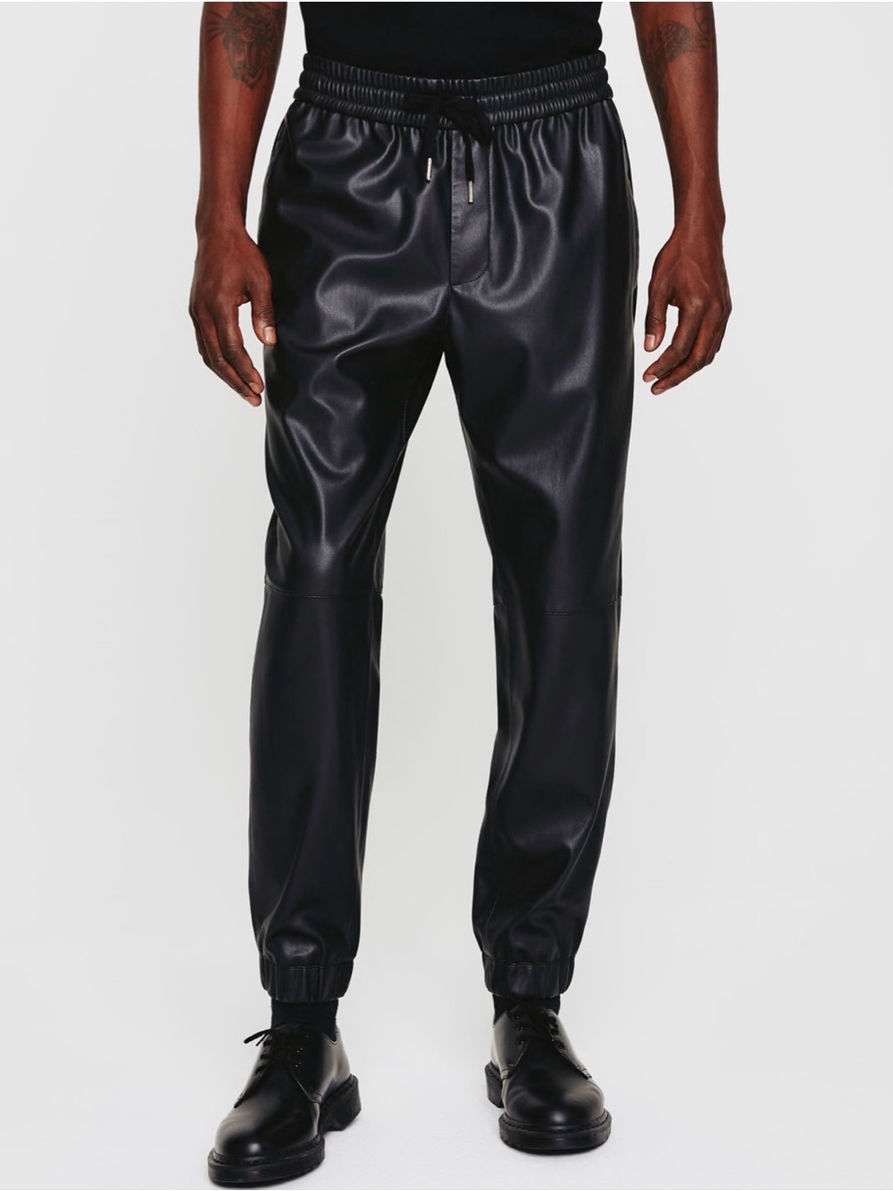 NWT $358 Adriano Goldschmied Kenji Vegan Faux Leather Men’s Sweatpants Pants S